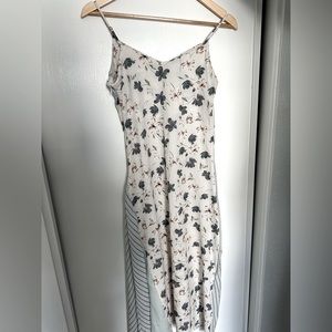 Korean Style Women’s Sleeveless Lined Floral Midi Dress, A-Line, Size S